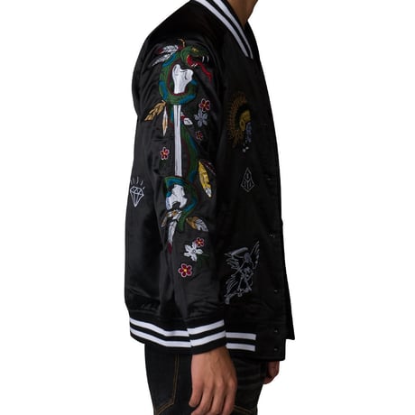 Reason Clothing Newyork/Black scull スカジャン