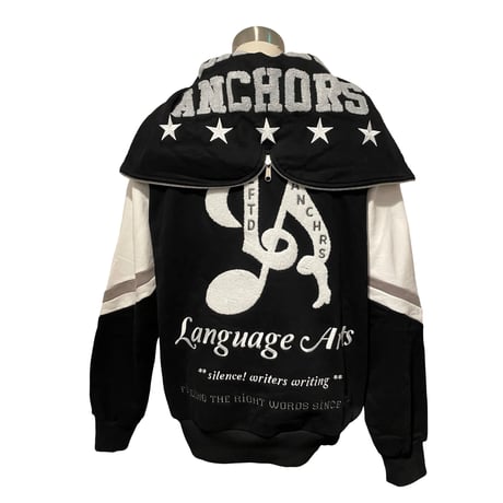 LIFTED ANCHORS/ Varcity 2way Zip Hoodie (Black)