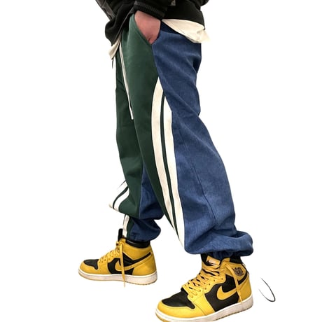 Mismatch NYC/corduroy layered line pants GREEN