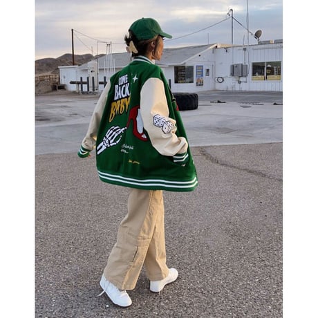 LIFTED UNCHORS/State Chenille Varsity Jacket GREEN