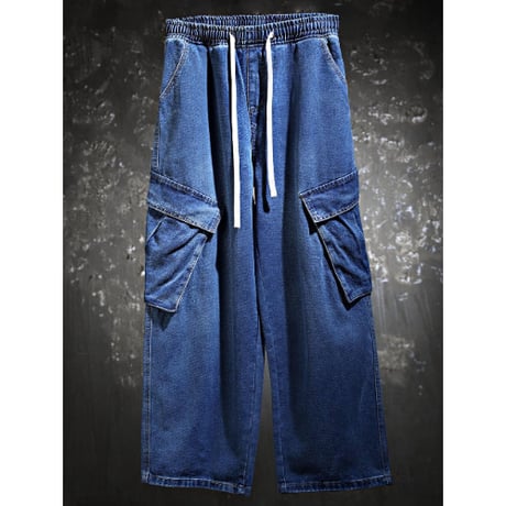 By The R/ Snap Wide Cargo Denim  BLUE