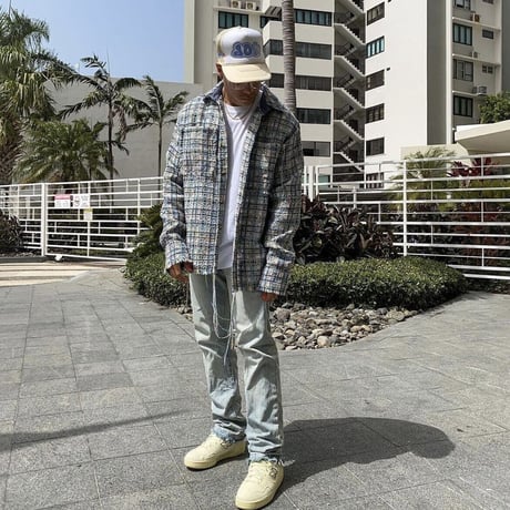 MNML/Tweed flannel Shirts BLUE