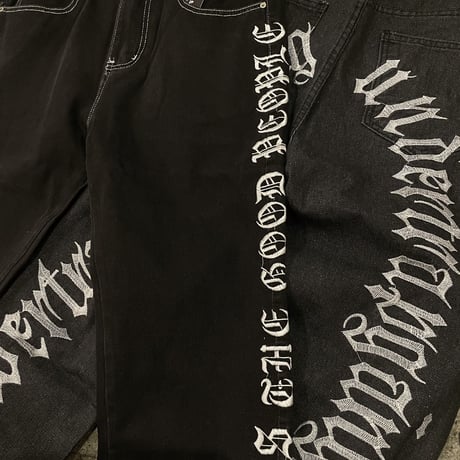 Mismatch NYC/ Embroid  Black denim