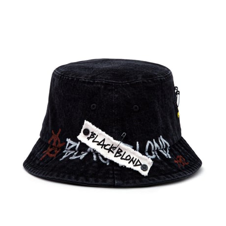 BLACK BLOND/BB Smile denim HAT  "HAND CUSTOM"