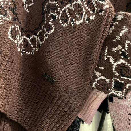 FNTY/Knitted Paisley  Hoodie  "BROWN "