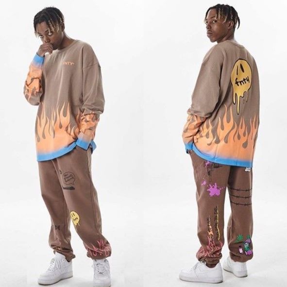 FNTY/Flying FLAME Crewneck TAN | BINGOSTAR ・ ビン