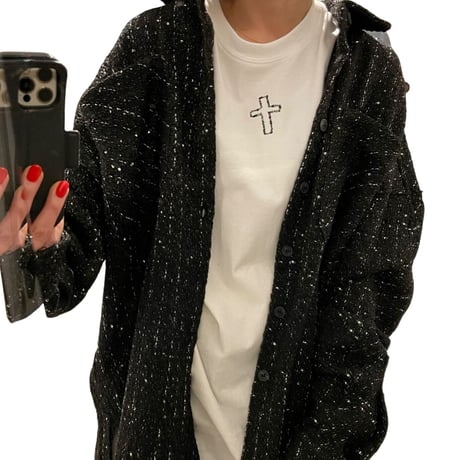 MNML/Tweed flannel Shirts BLACK