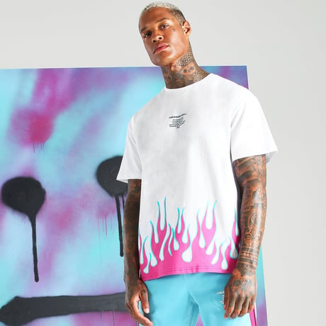 BOOHOO × Migos /Flame oversize Tshirts WHITE