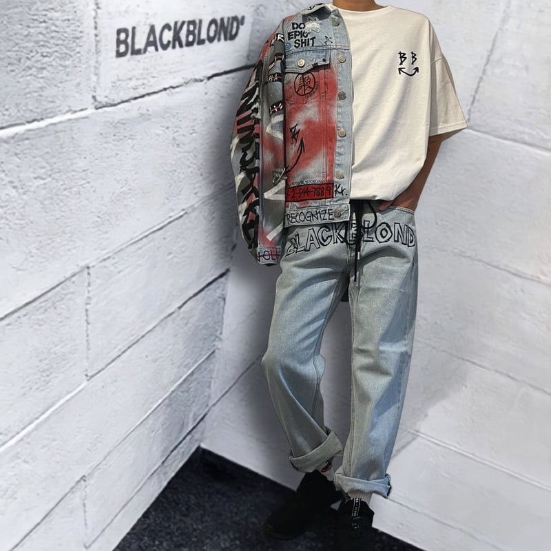 BLACK BLOND/CUSTOM Denim Jacket(BLUE) | BINGOST