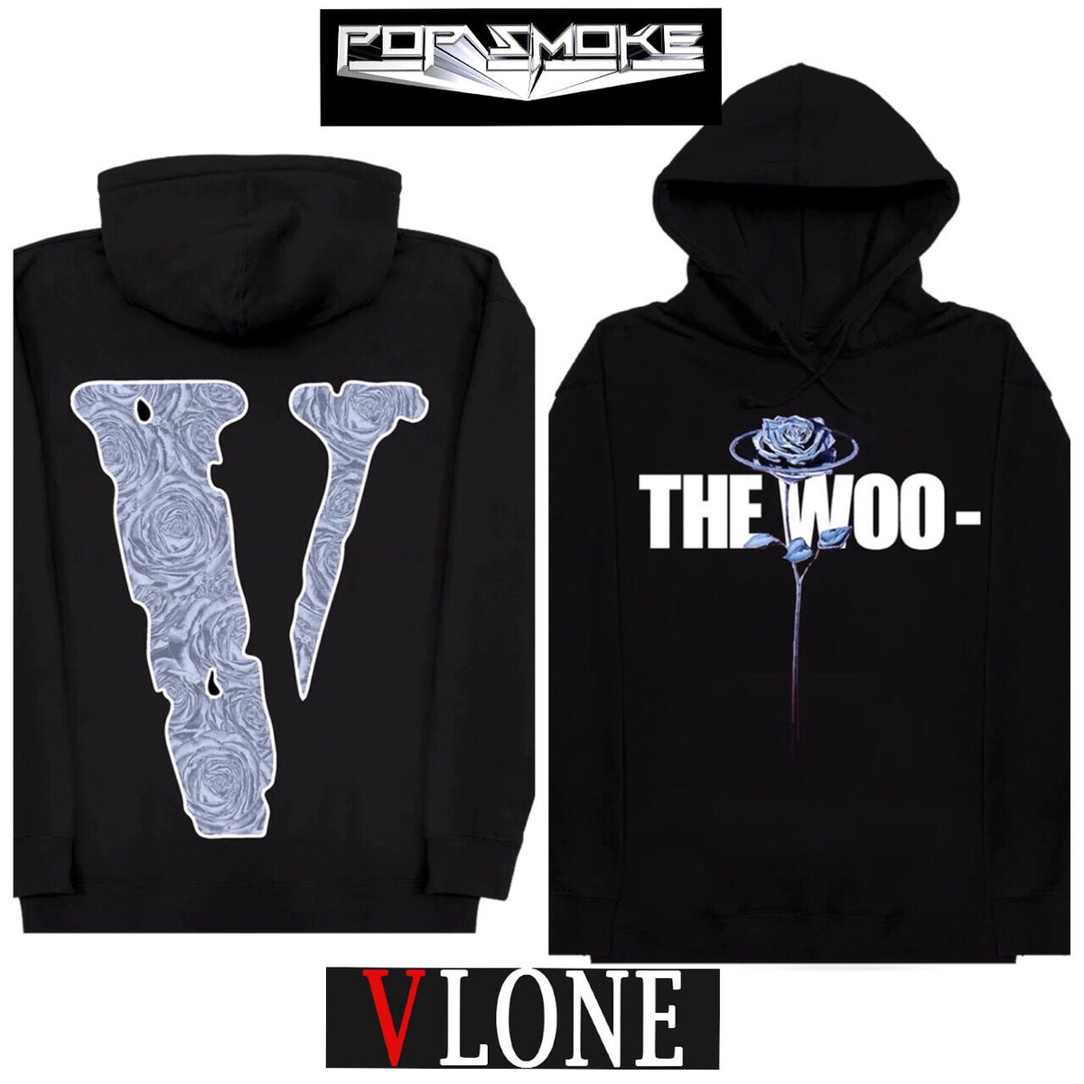 V LONE × POP SMOKE/THE WOO Hoodie BLACK