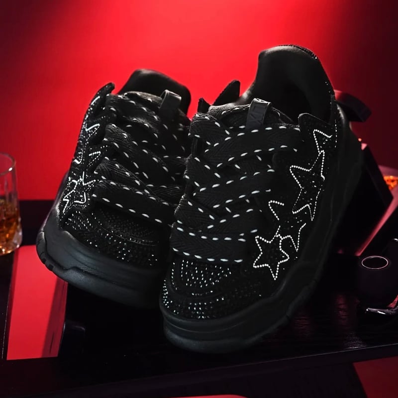 最新作+日本未発売激レア♪ Kikillo What a Planet Kaalixto/Big Star Rhinestone Sneaker BLACK | B