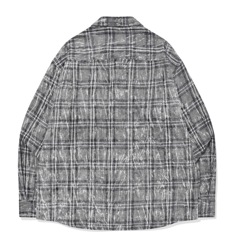 SAINT PAIN/ Flannel Checked Over Dyed Shirts "GRAY"
