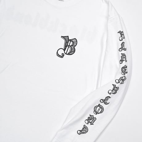 BLACK BLOND/Sketch Logo Longsleeve Tee WHITE