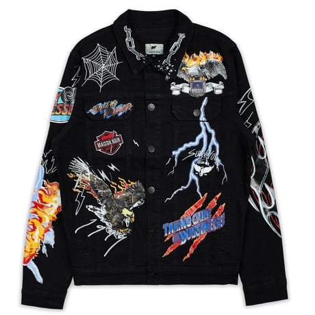 Reason Clothing Newyork/Art Denim JACKET   BLACK