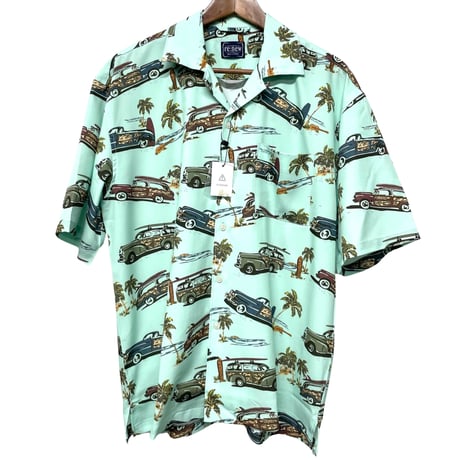 RE NEW/Vintage Car summer shirts  "turquoise"