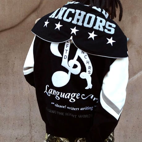 LIFTED ANCHORS/ Varcity 2way Zip Hoodie (Black)