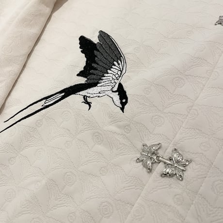 Mismatch NYC/swallow embroidery  shirts CREAM