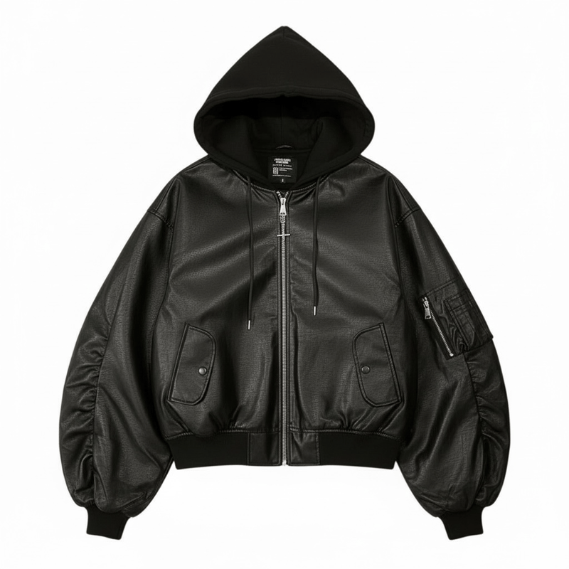 ジャケット・アウター mismatch new york Mismatch NYC/Oversized Hooded Leather Jacket |
