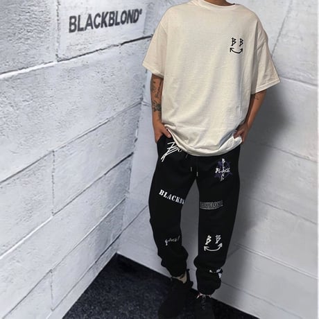 BLACK BLOND/LOGO SWEAT PANTS