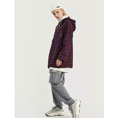 WOSS.official/Plaid Anorak Jacket RED