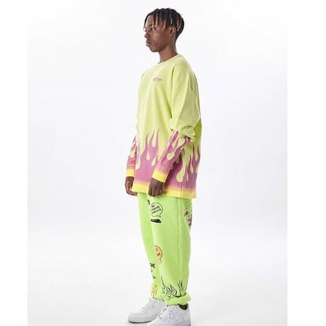 FNTY/Flying FLAME Crewneck NEON YELLOW