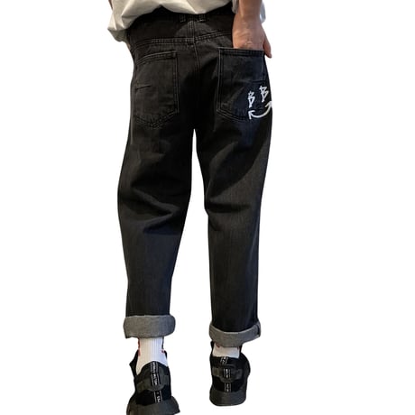 BLACK BLOND/BORDER GRAFFITI SMILE LOGO DENIM (BLACK)