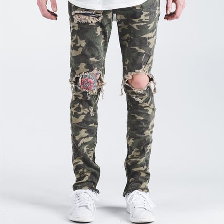Crysp Denim/Camo Damege denim