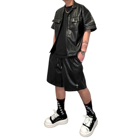 Mismatch NYC/Leather Christ Shorts (Set Up)