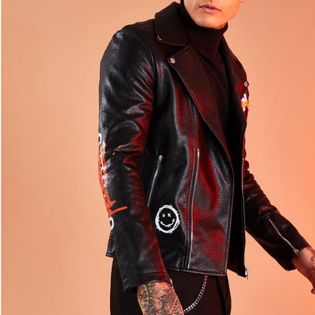 BOOHOO /Paint Art Biker Jacket
