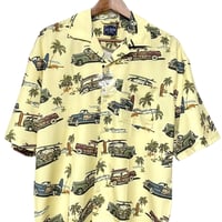 RE NEW/Vintage Car summer shirts  "Cream YELLOW"