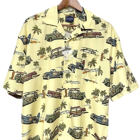 RE NEW/Vintage Car summer shirts  "Cream YELLOW"