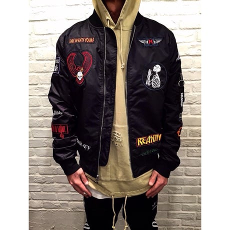 Reason Clothing Newyork/Patched Bomber Jacket