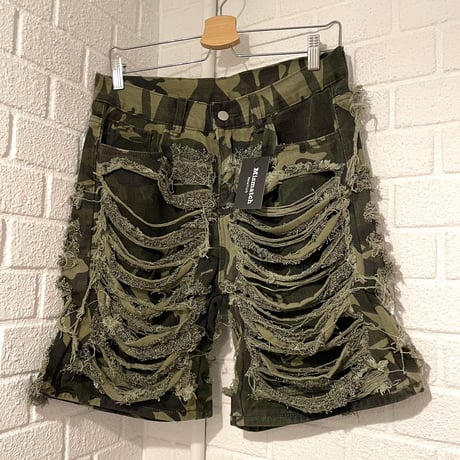 Mismatch NYC/CAMO fringe denim Shorts