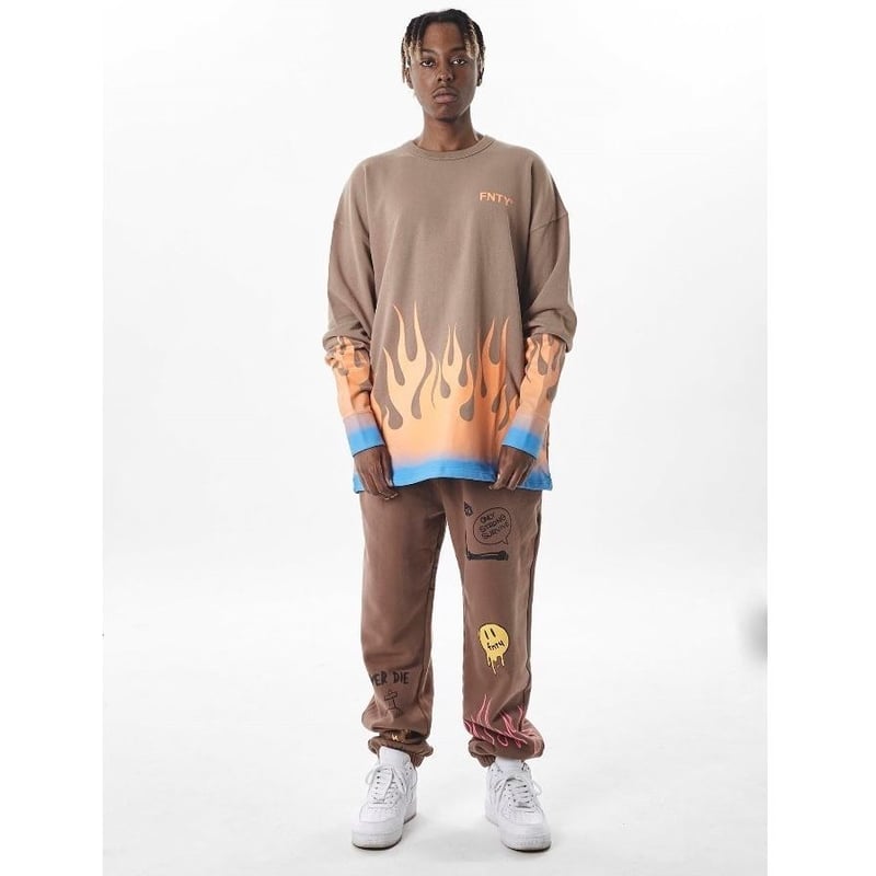FNTY/Flying FLAME Crewneck TAN | BINGOSTAR ・ ビン