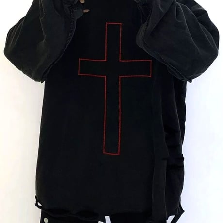 Mismatch NYC/Cross damage crewneck   BLACK