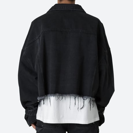 MNML/Cropped Denim Jacket "WASH BLACK"