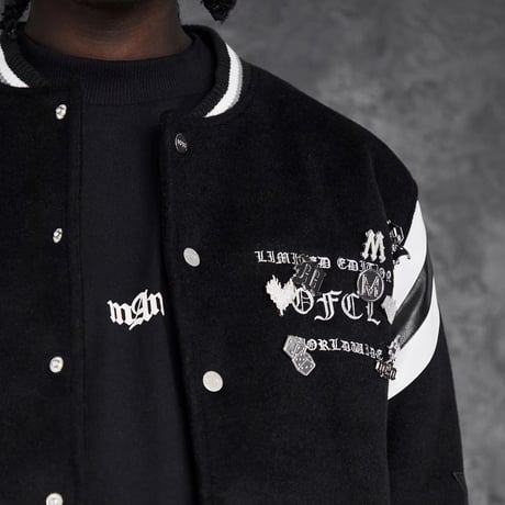 BOOHOO /Wool Pins Baseball Jacket
