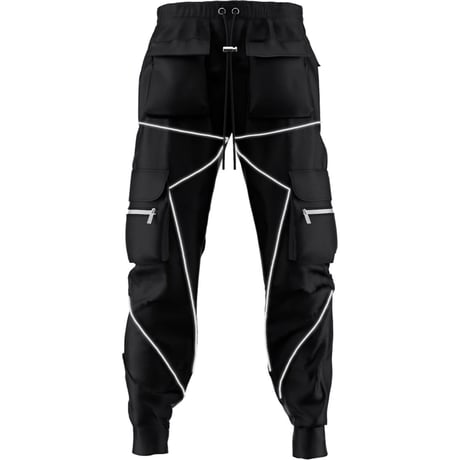 GUAPI/ Obsidian Black reflective cargo pants