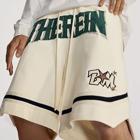 Mismatch NYC/Appliqué basketball Shorts CREAM