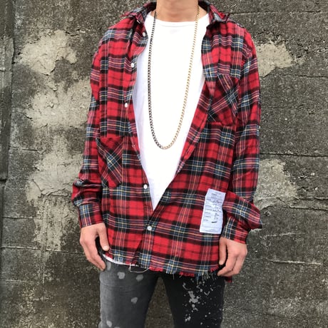 BOOHOO × Migos /Smile Check Shirts　RED