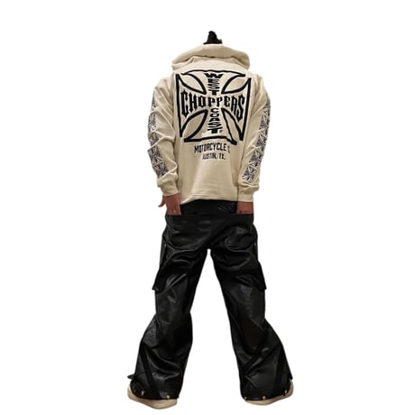 West Coast Choppers/ W.C.C Logo Zip Up Hoodie "CREAM"