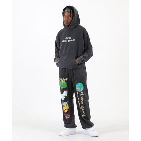 FNTY/Smile Embroid Hoodie  "WASHED BLACK"
