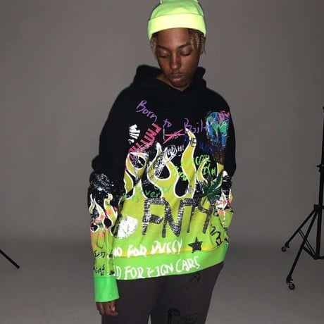 FNTY/Flying FLAME Hoodie FADED BLACK