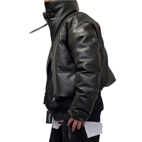 Mismatch NYC/Leather Short Puffer Jacket