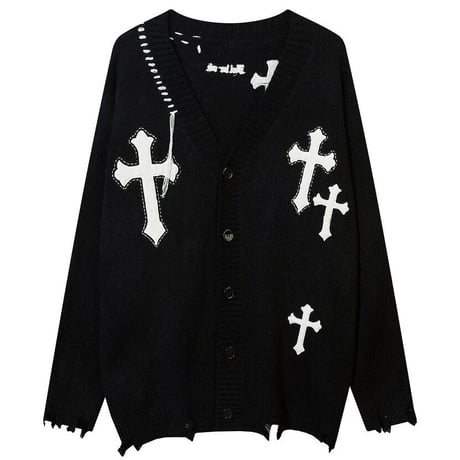 Mismatch NYC/ Cross  knit cardigan BLACK