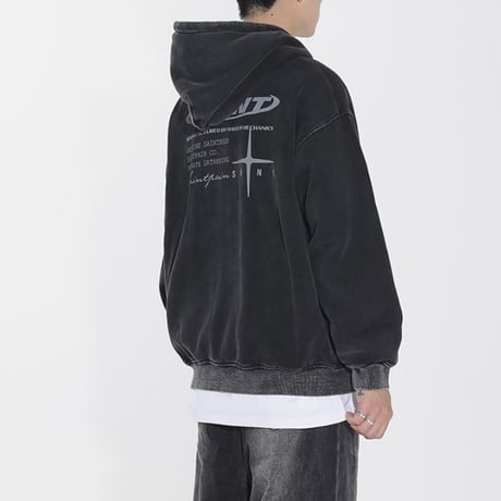 SAINT PAIN/ Logo Wash Zip hoodie
