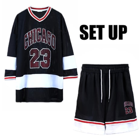 By The R/ chicago mesh Set UP (Tops&Shorts) "BLACK"