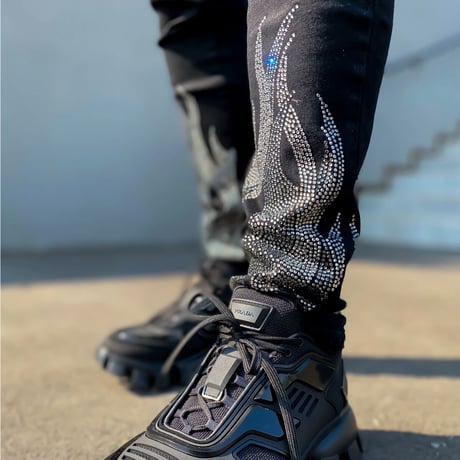 GUAPI/BLACK ice Flame denim