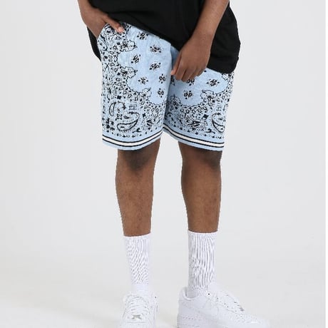 FNTY/ Knitted Paisley Shorts "BLUE"
