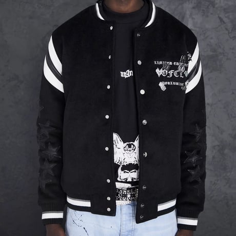 BOOHOO /Wool Pins Baseball Jacket